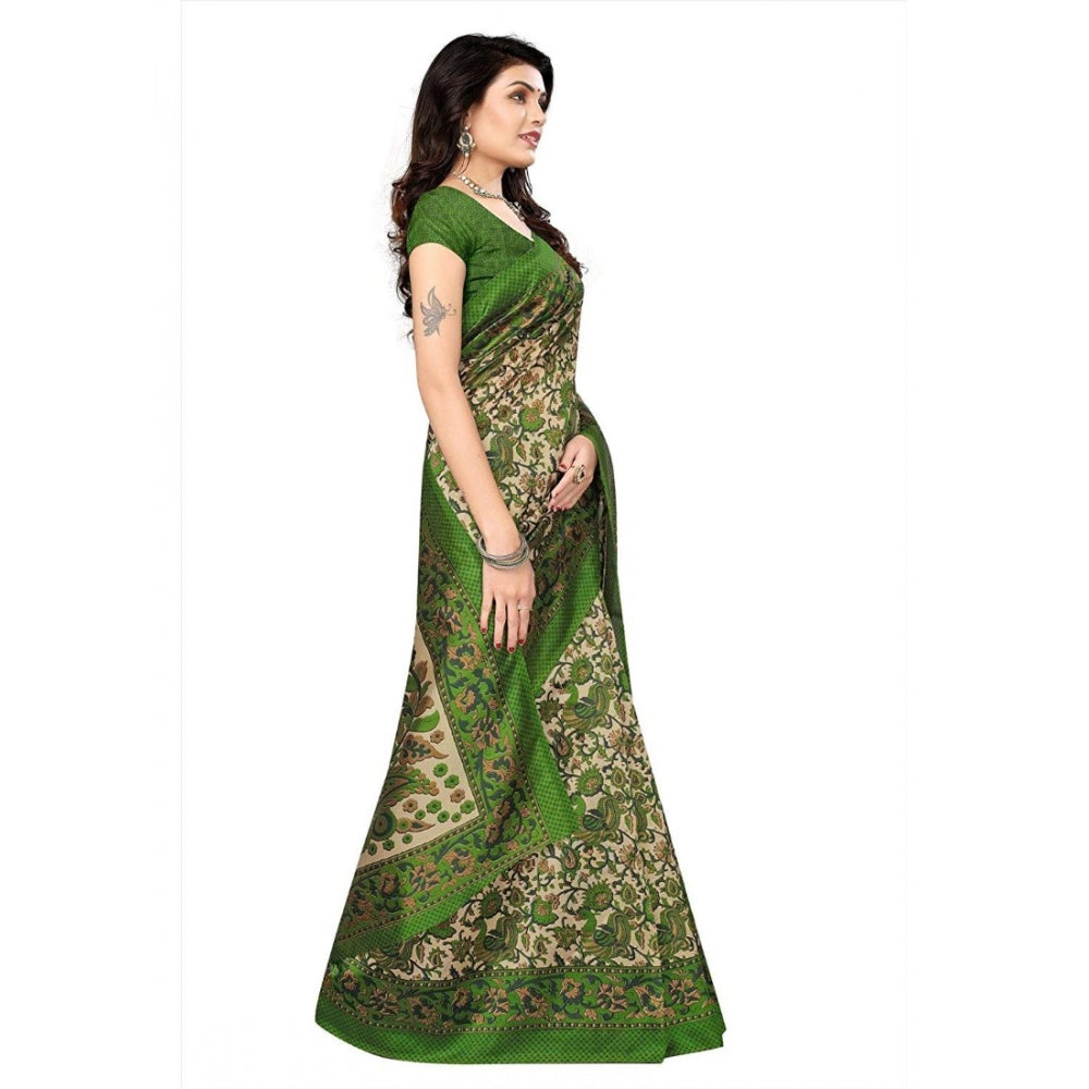 Generic Women's Art Silk Saree With Blouse (Green, 5-6mtrs) - Noble Nook