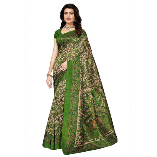 Generic Women's Art Silk Saree With Blouse (Green, 5-6mtrs) - Noble Nook