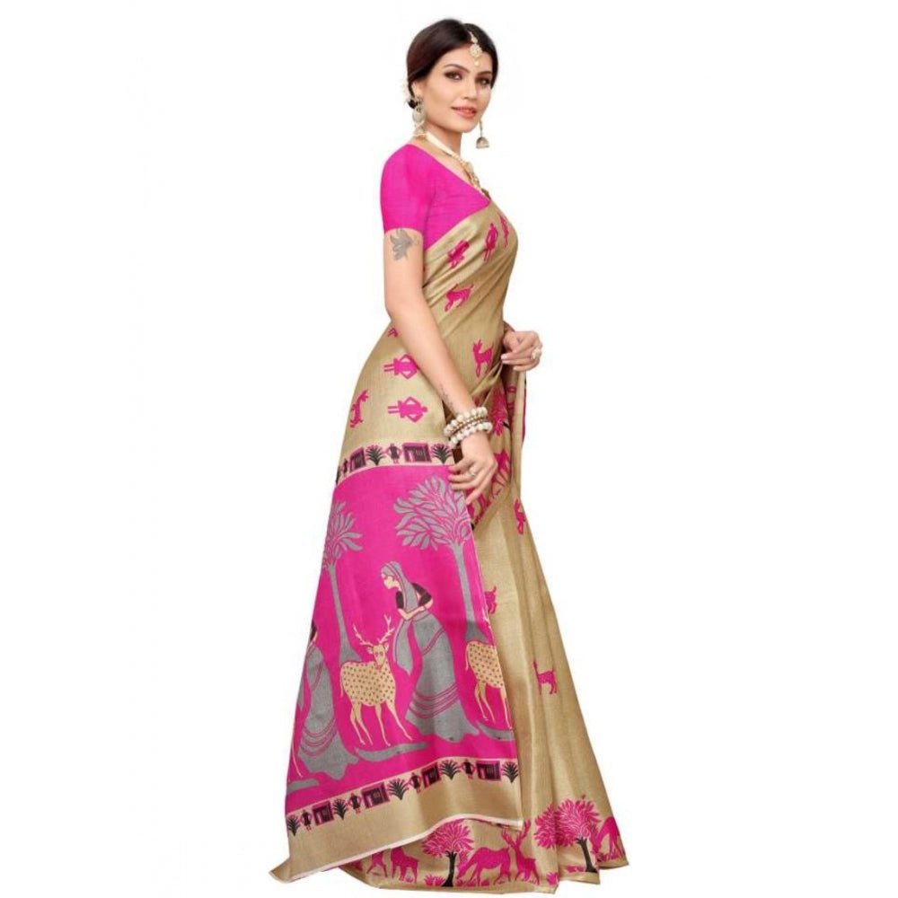 Generic Women's Khadi Silk Saree With Blouse (Multicolor, 5-6mtrs) - Noble Nook