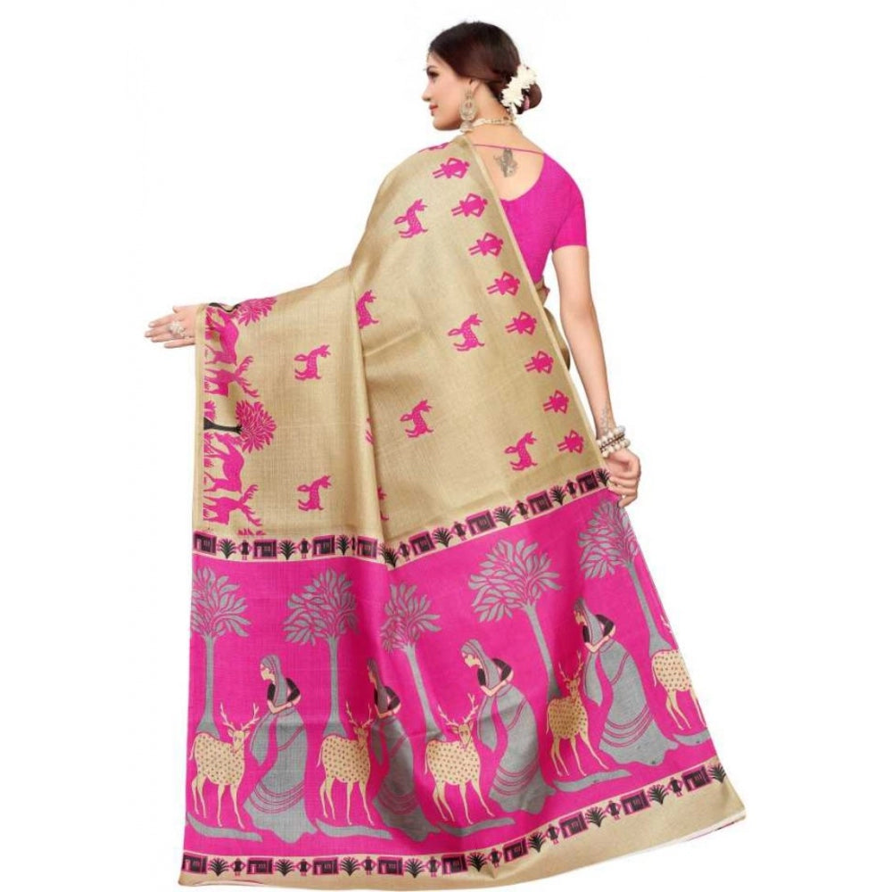 Generic Women's Khadi Silk Saree With Blouse (Multicolor, 5-6mtrs) - Noble Nook