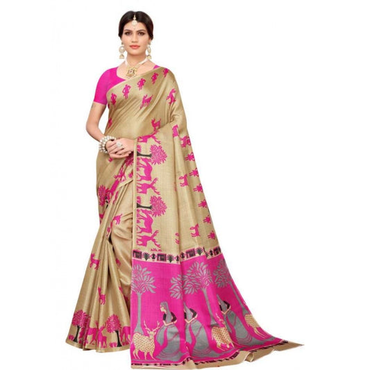 Generic Women's Khadi Silk Saree With Blouse (Multicolor, 5-6mtrs) - Noble Nook