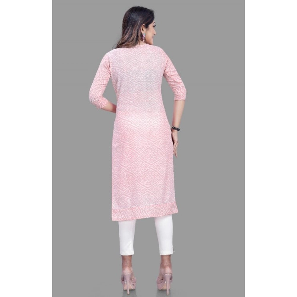 Generic Women's Cotton Straight Kurti (Pink) - Noble Nook