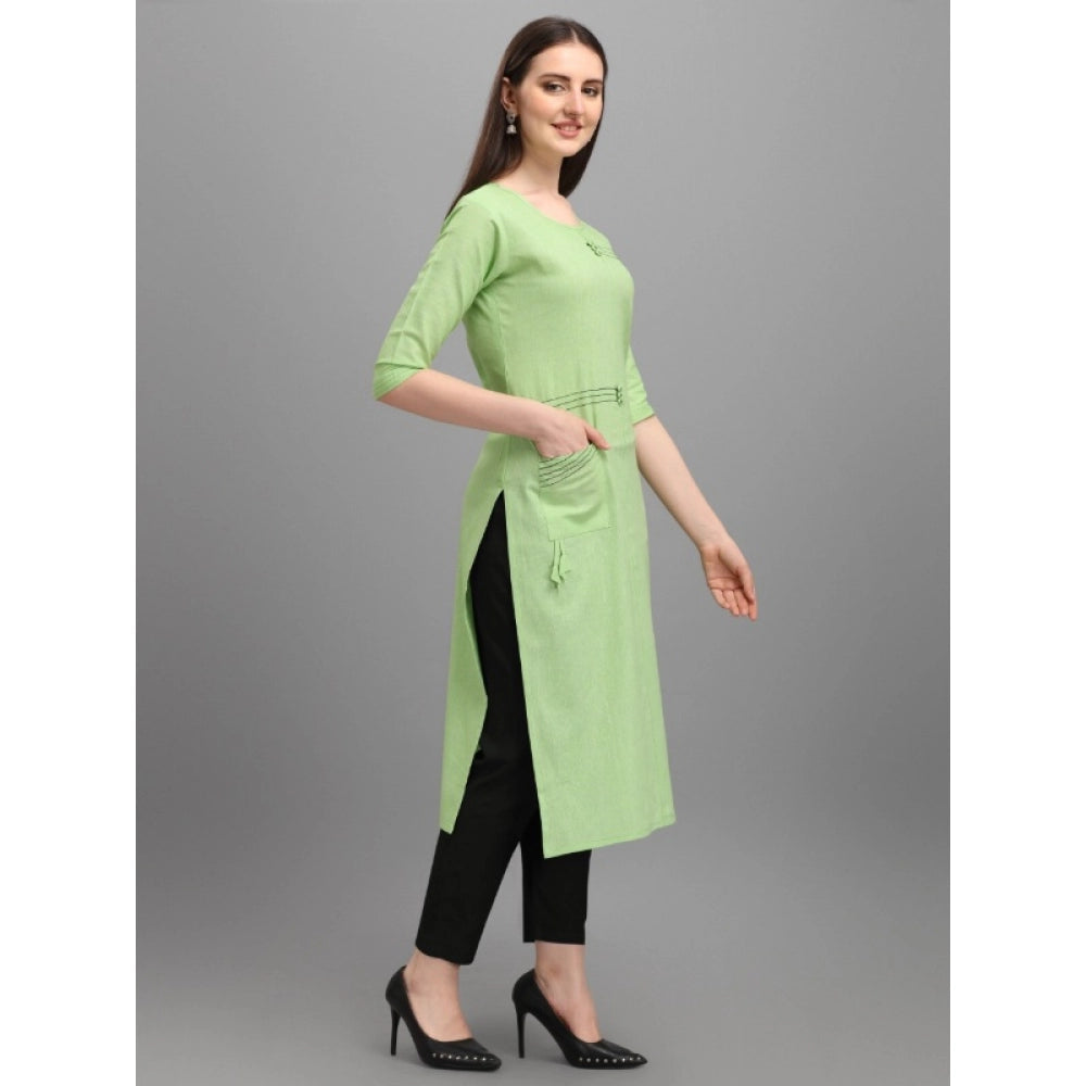 Generic Women's Cotton Straight Kurti (Pista) - Noble Nook