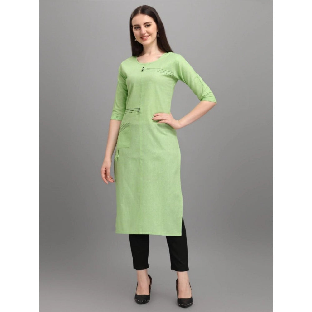 Generic Women's Cotton Straight Kurti (Pista) - Noble Nook