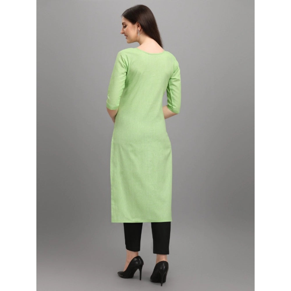 Generic Women's Cotton Straight Kurti (Pista) - Noble Nook