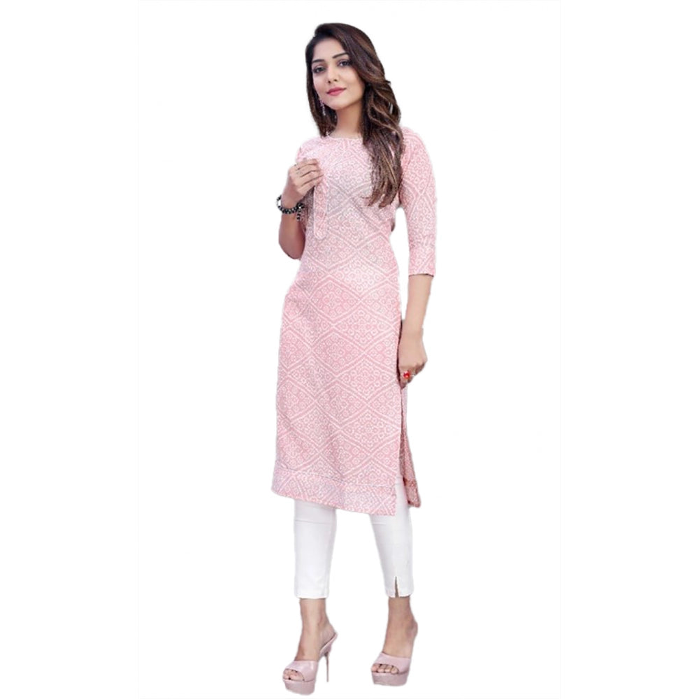 Generic Women's Cotton Straight Kurti (Pink) - Noble Nook