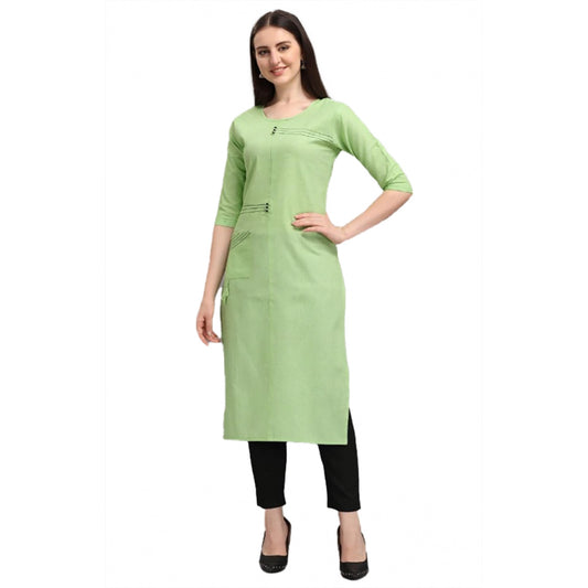 Generic Women's Cotton Straight Kurti (Pista) - Noble Nook