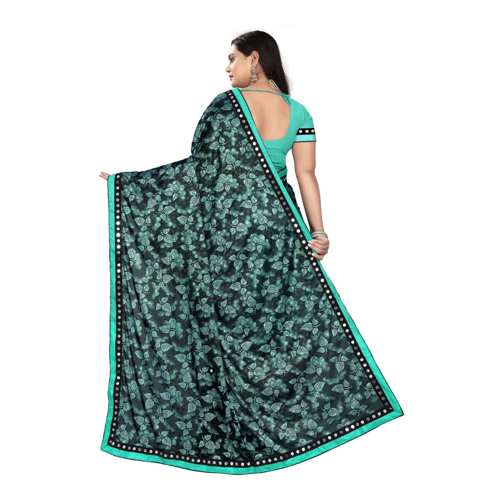 Generic Women's Lycra Blend Saree with Blouse (Rama, 5-6 Mtrs) - Noble Nook