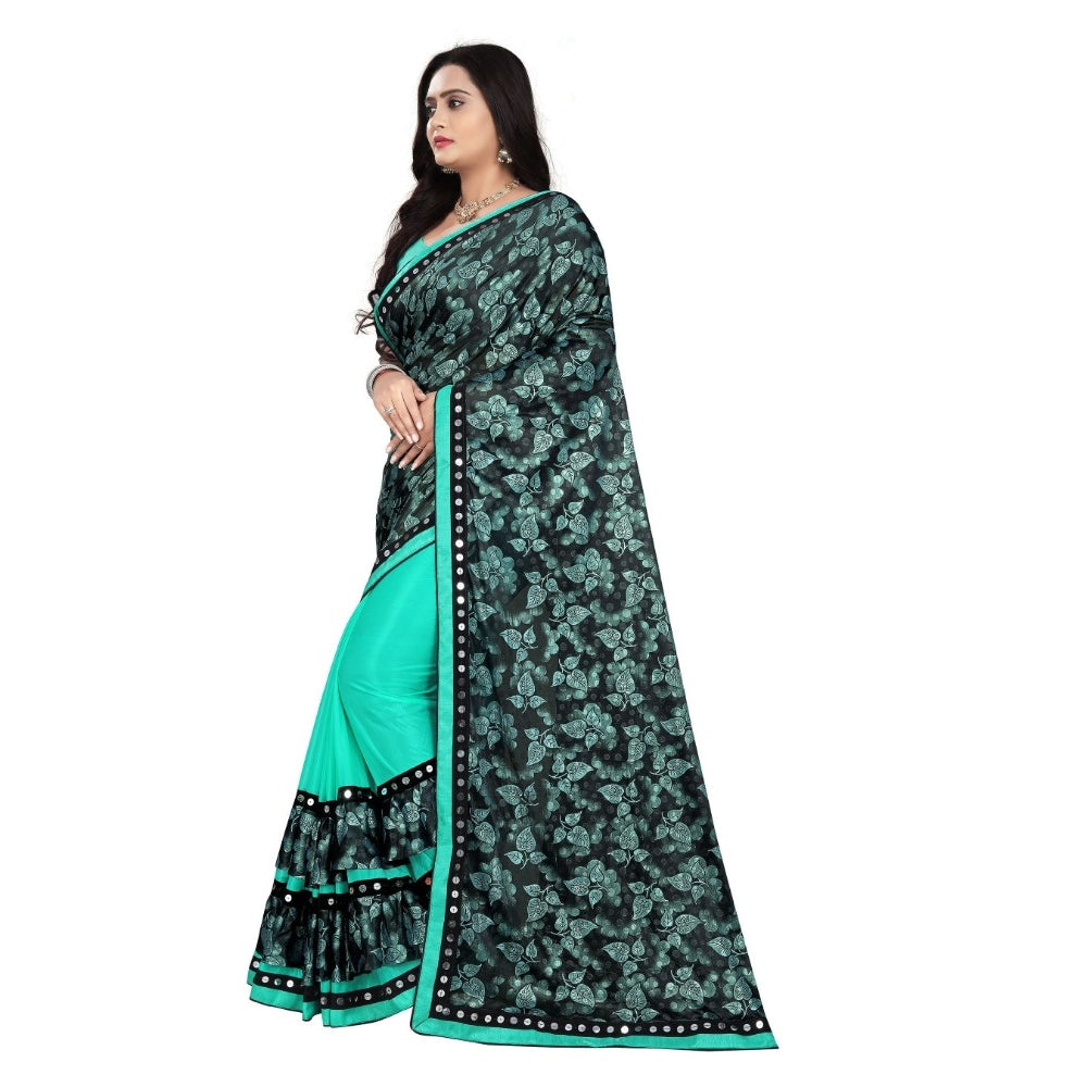 Generic Women's Lycra Blend Saree with Blouse (Rama, 5-6 Mtrs) - Noble Nook