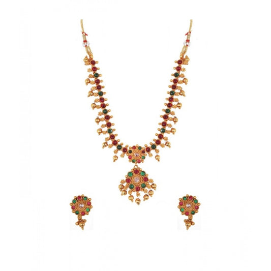 Generic Women's Elegent Brass Kempu Chain Jewellery Set (Multi Color, Free Size) - Noble Nook