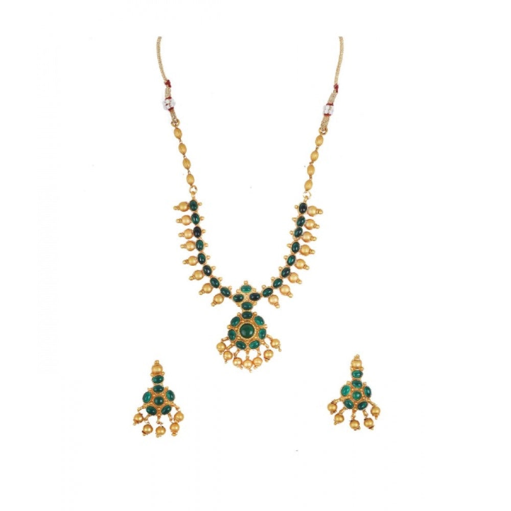 Generic Women's Elegent And Stylish Kampu Necklace Set (Green, Free Size) - Noble Nook