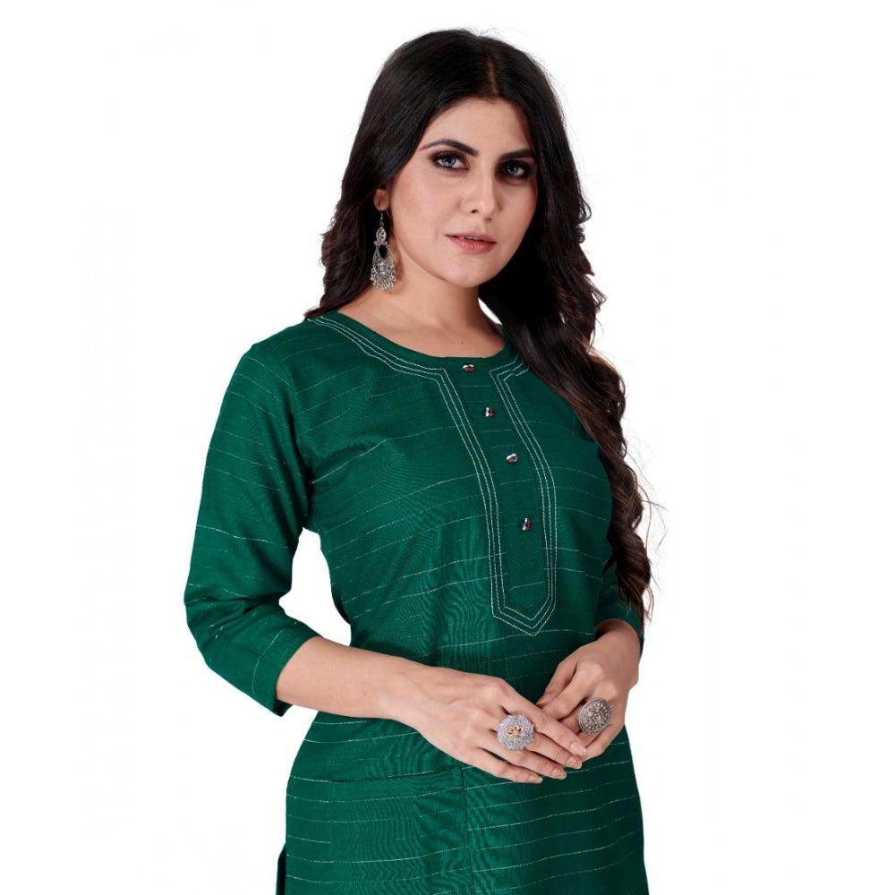 Generic Women's Cotton Mill Printed  Straight Kurti (Green) - Noble Nook