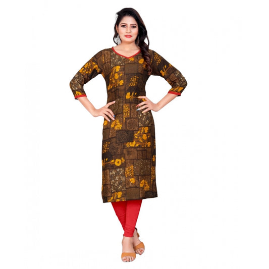 Generic Women's Rayon Foil Printed Straight Kurti (MehandhiGreen) - Noble Nook