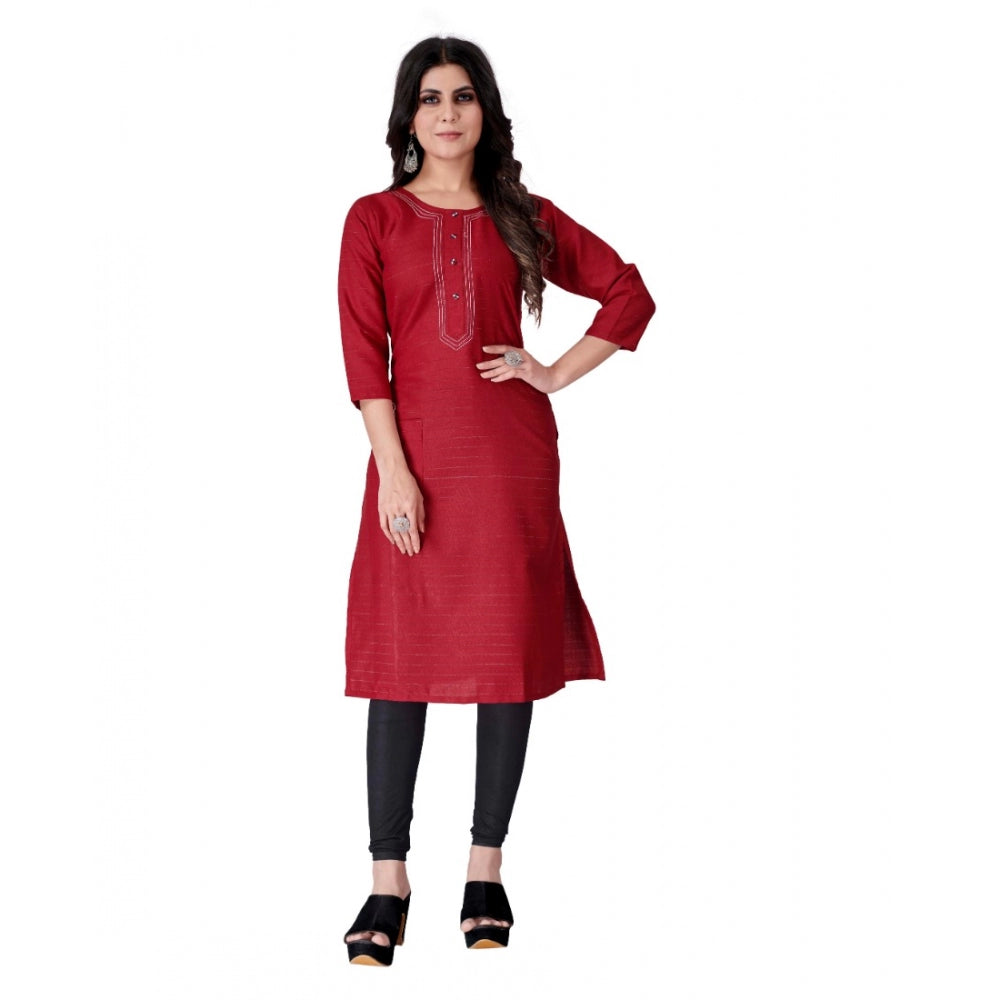 Generic Women's Cotton Mill Printed  Straight Kurti (Red) - Noble Nook