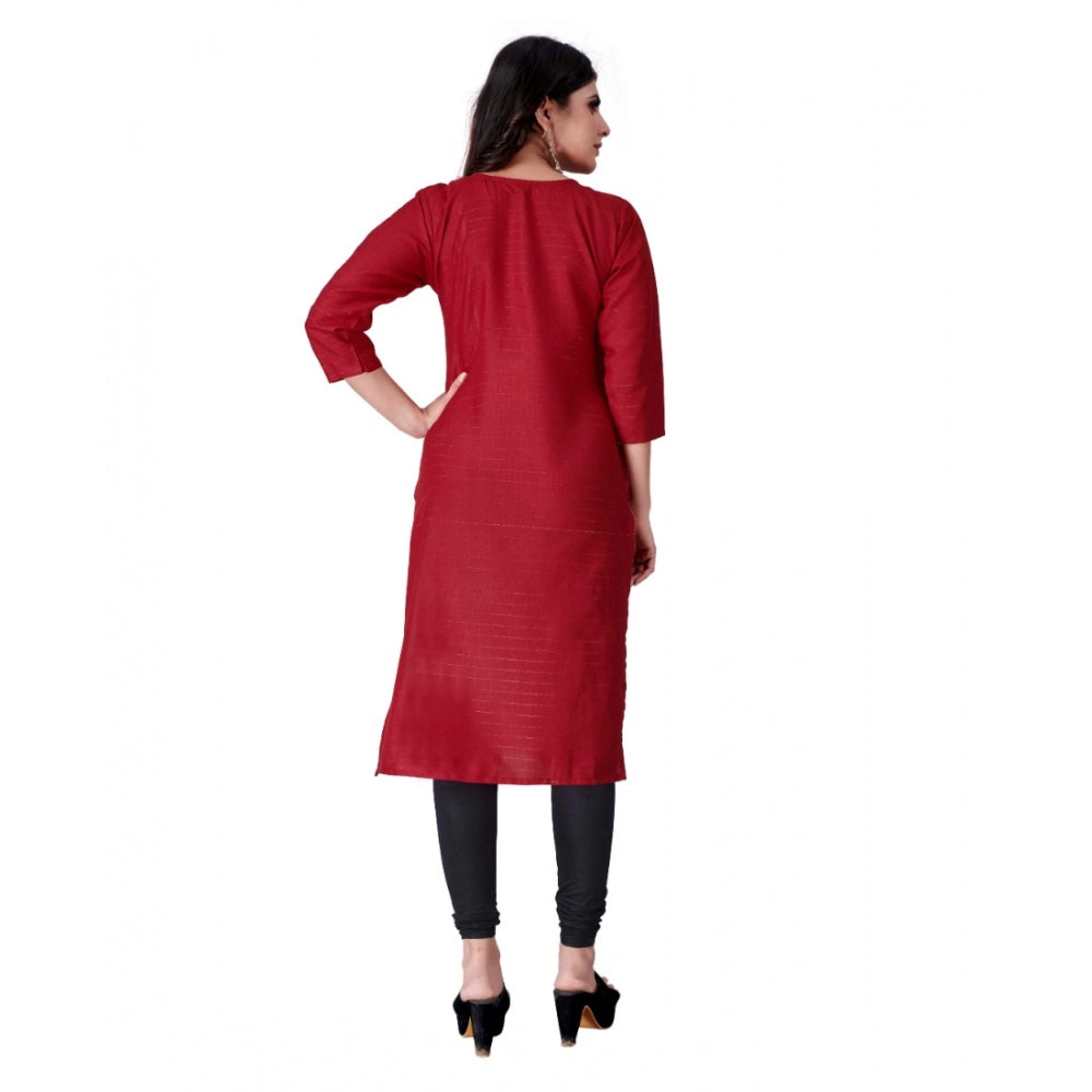 Generic Women's Cotton Mill Printed  Straight Kurti (Red) - Noble Nook