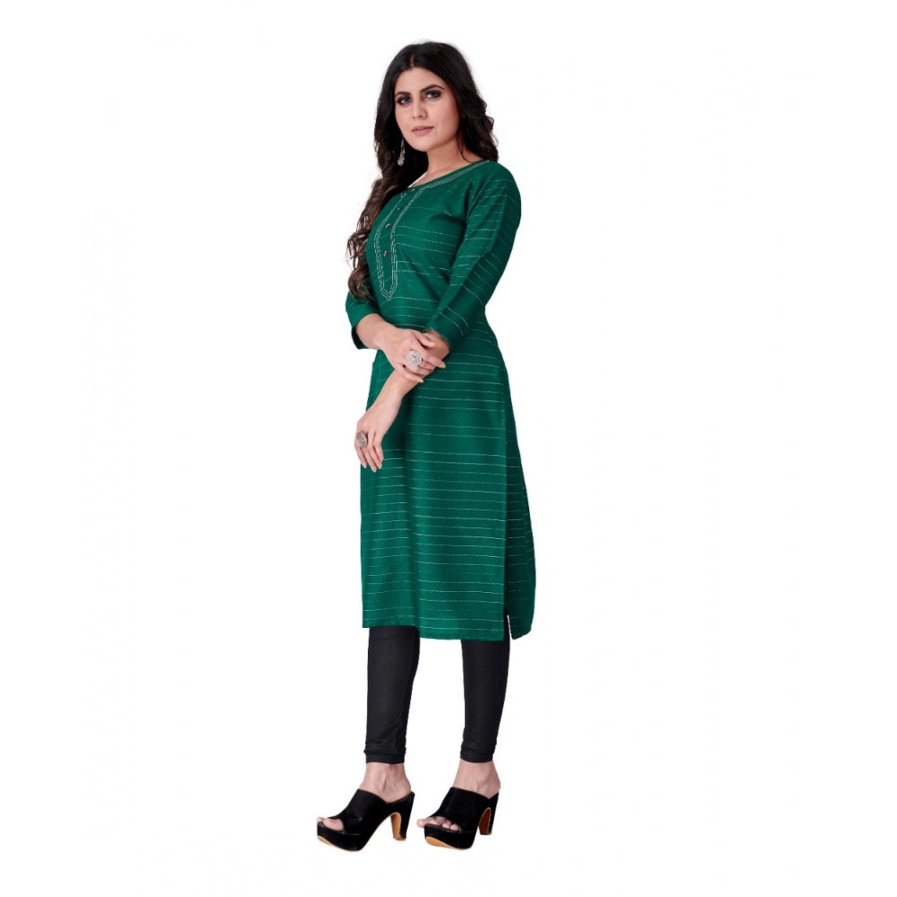 Generic Women's Cotton Mill Printed  Straight Kurti (Green) - Noble Nook