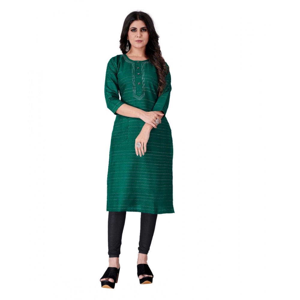 Generic Women's Cotton Mill Printed  Straight Kurti (Green) - Noble Nook