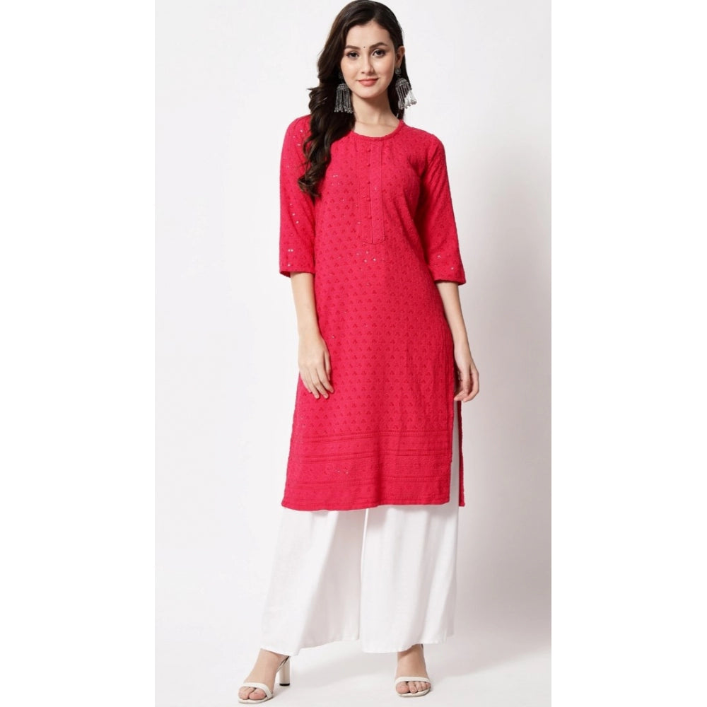 Generic Women's Embroidery With Sequence Kurti (Dark Pink) - Noble Nook