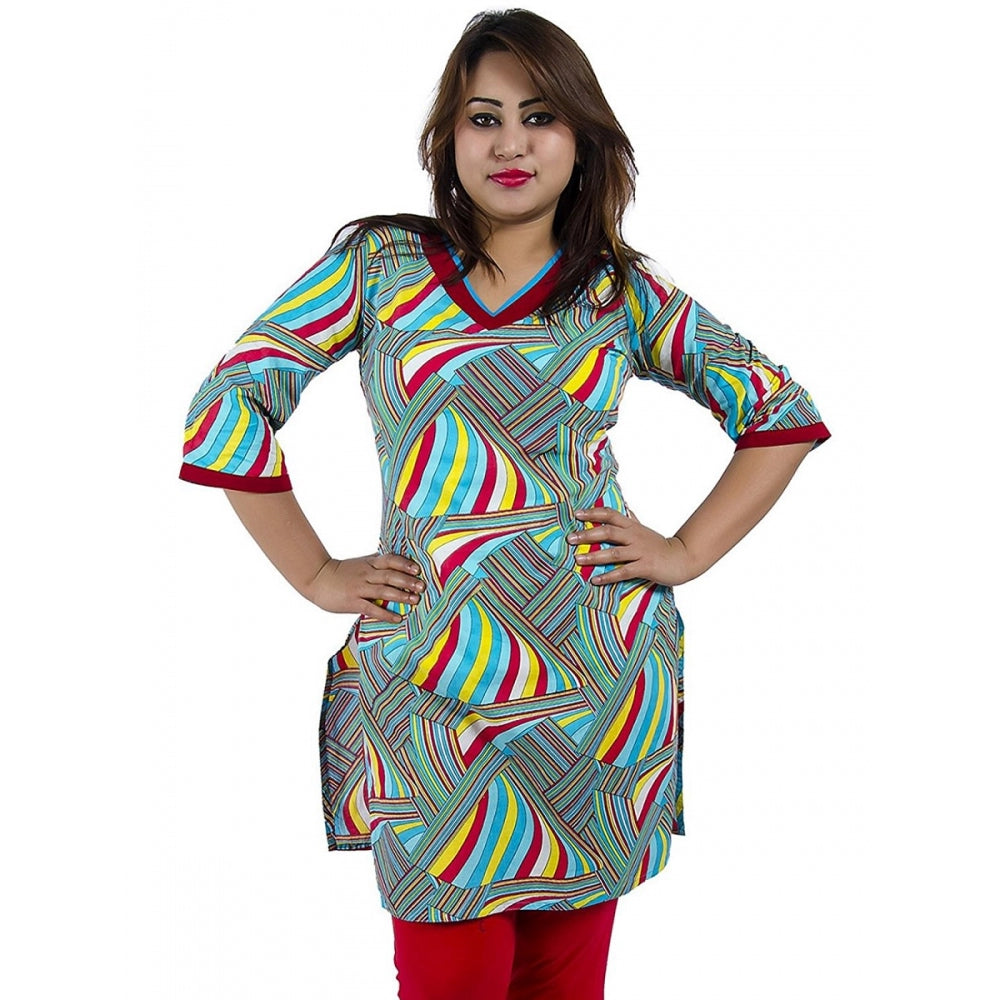 Generic Women's Rayon Kurtis (Red, Multi, S) - Noble Nook