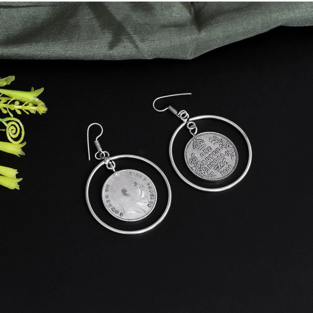 Generic Women's Silver Color Oxidised Earrings - Noble Nook