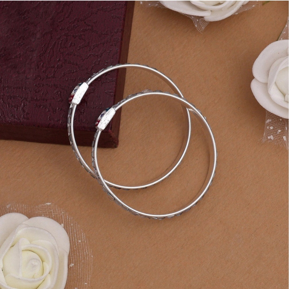 Generic Silver Color 1 Pair Of Oxidised Kids Bangles Size: 1.6 - Noble Nook