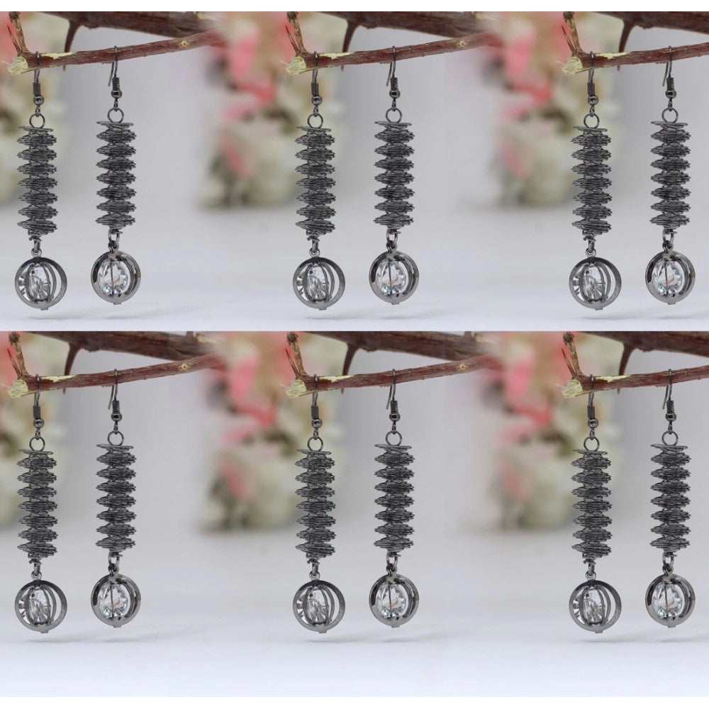 Generic Women's Black Color Antique Earrings Combo Of 6 Pairs - Noble Nook