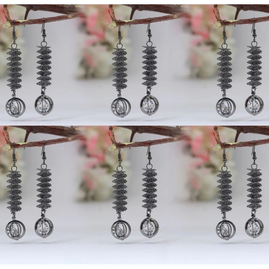 Generic Women's Black Color Antique Earrings Combo Of 6 Pairs - Noble Nook