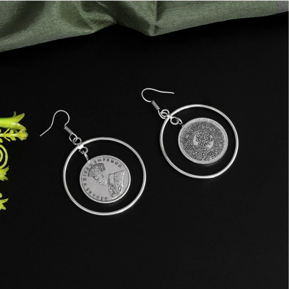 Generic Women's Silver Color Oxidised Earrings - Noble Nook