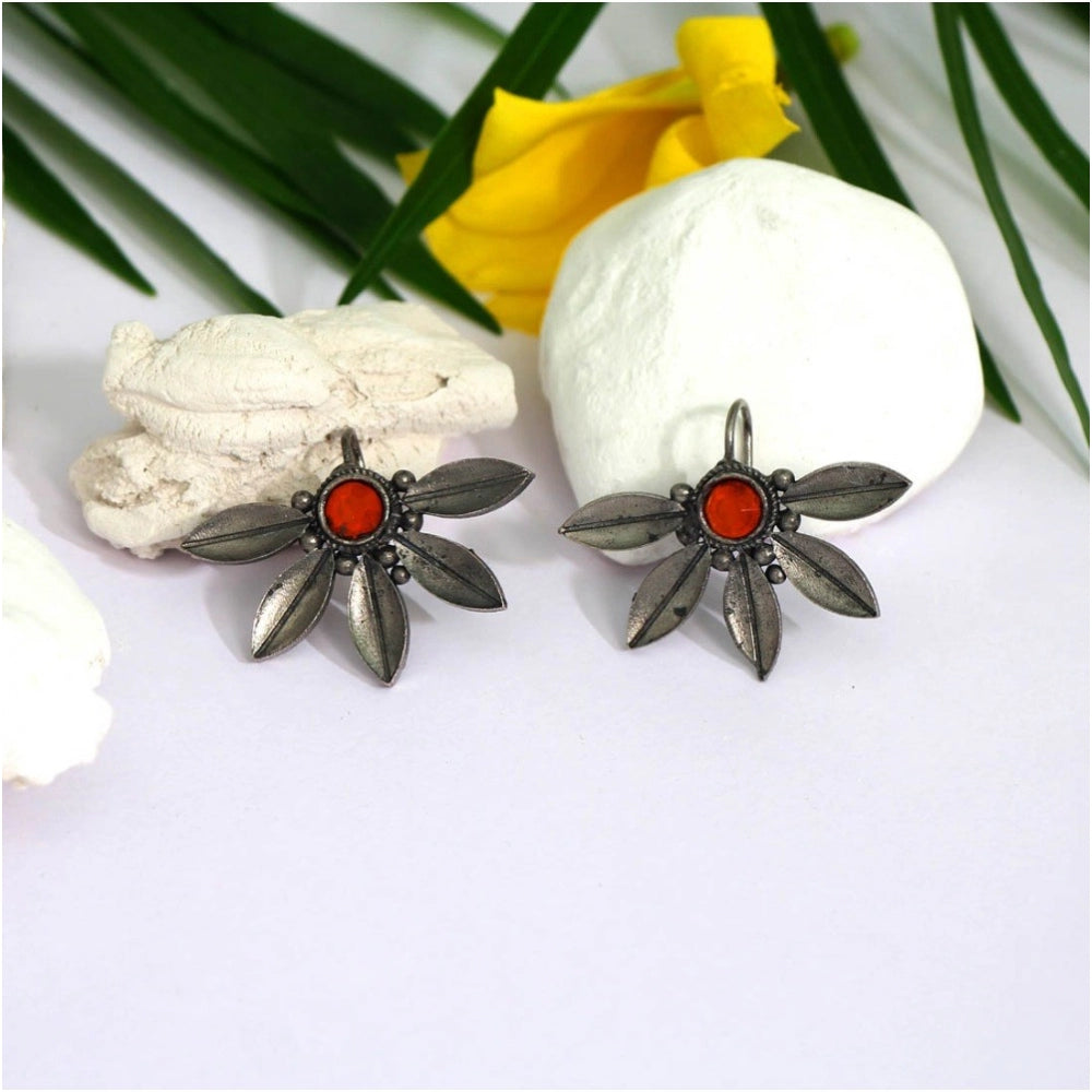 Generic Women's Orange Color Oxidised Earrings - Noble Nook