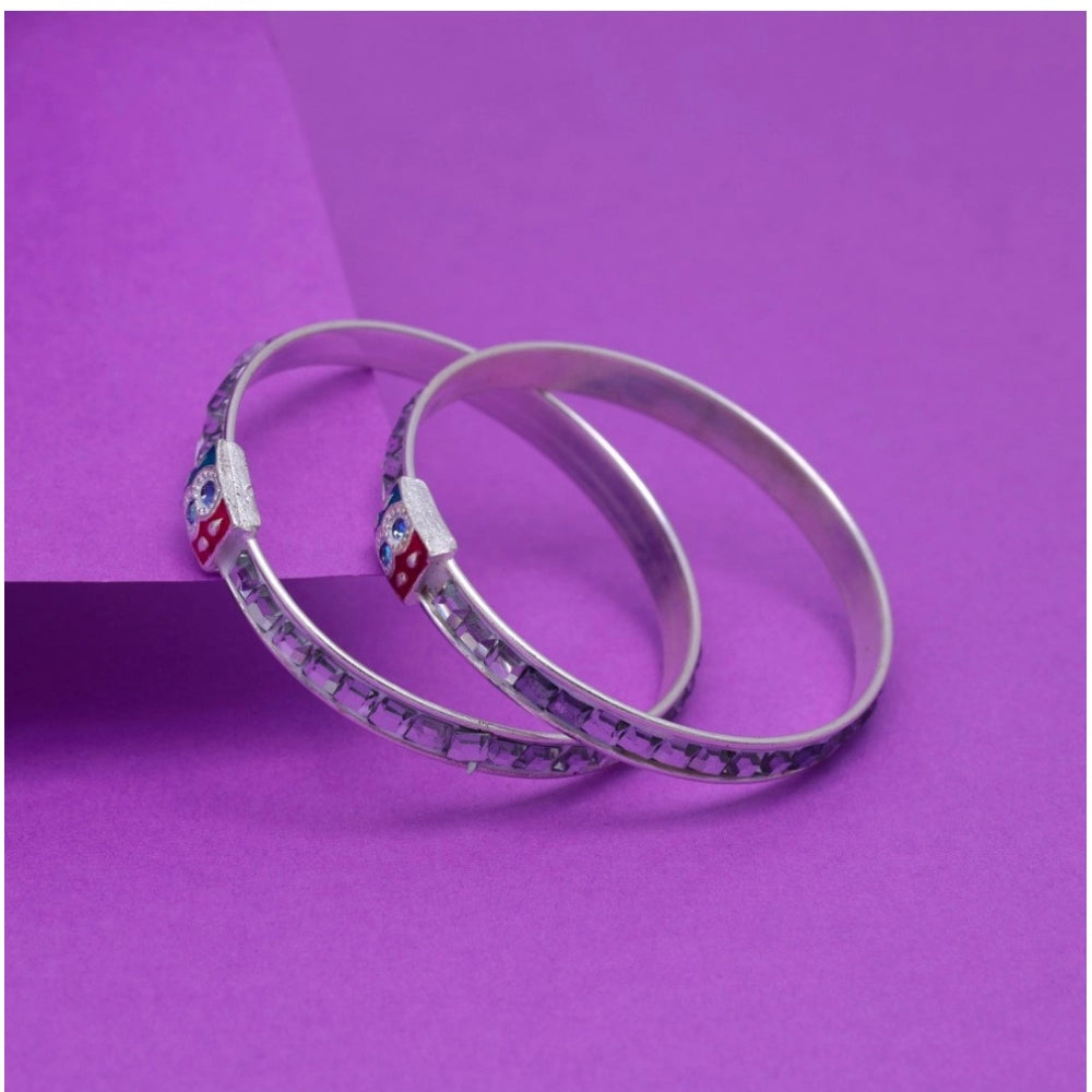 Generic Silver Color 1 Pair Of Oxidised Kids Bangles Size: 1.6 - Noble Nook