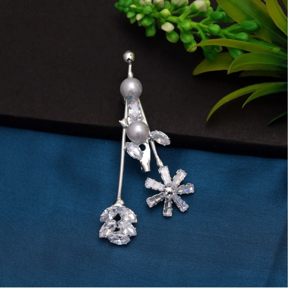 Generic Women's Silver Color Brooch Use Burkha Pin &amp; Dupatta / Saree Pin - Noble Nook