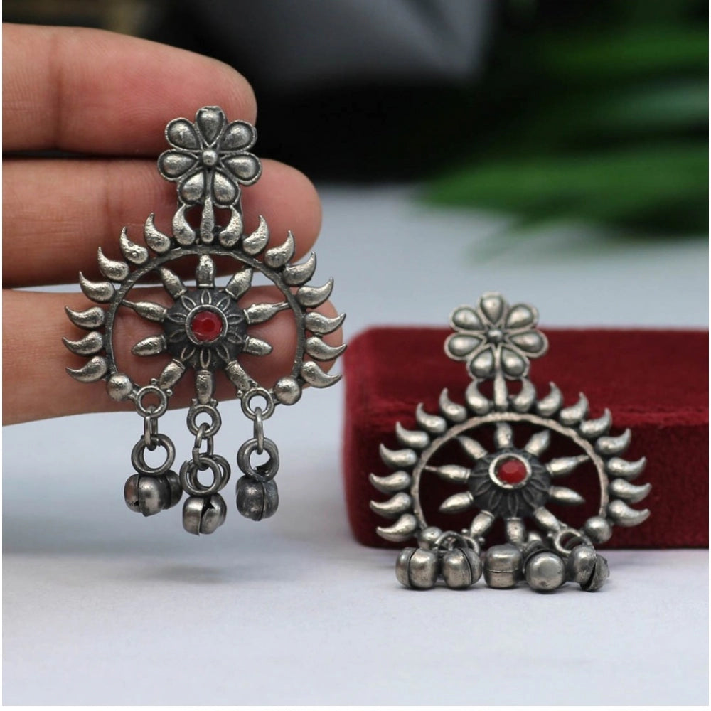 Generic Women's Maroon Color Oxidised Earrings - Noble Nook