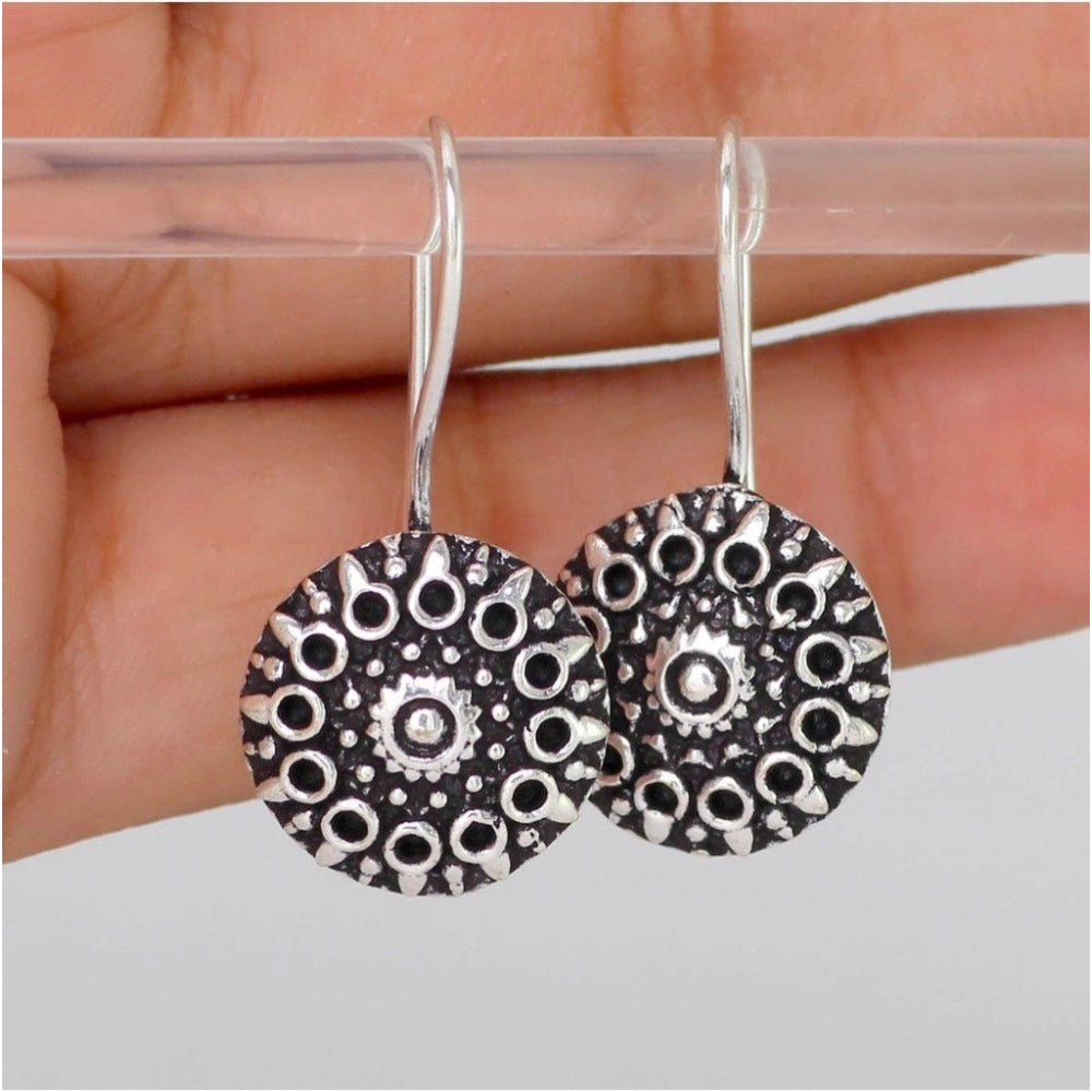 Generic Women's Handmade Indian Traditional Designer Silver Oxidised Stud Brass Earrings - Noble Nook