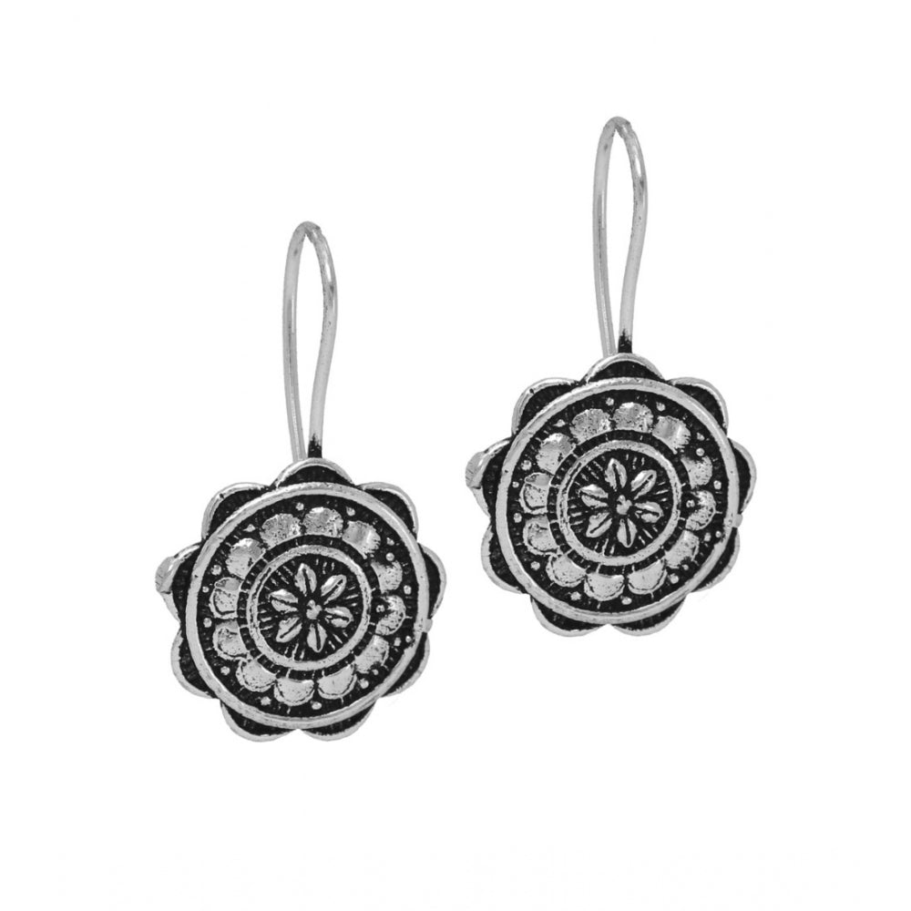 Generic Women's Rajasthani Ethnic German Silver Oxidised Earrings - Noble Nook