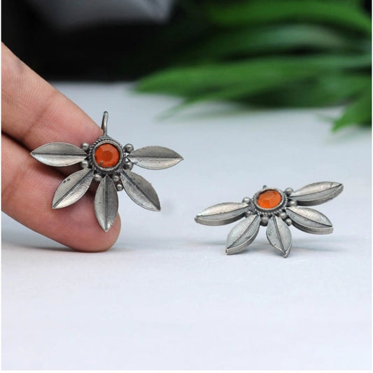 Generic Women's Orange Color Oxidised Earrings - Noble Nook