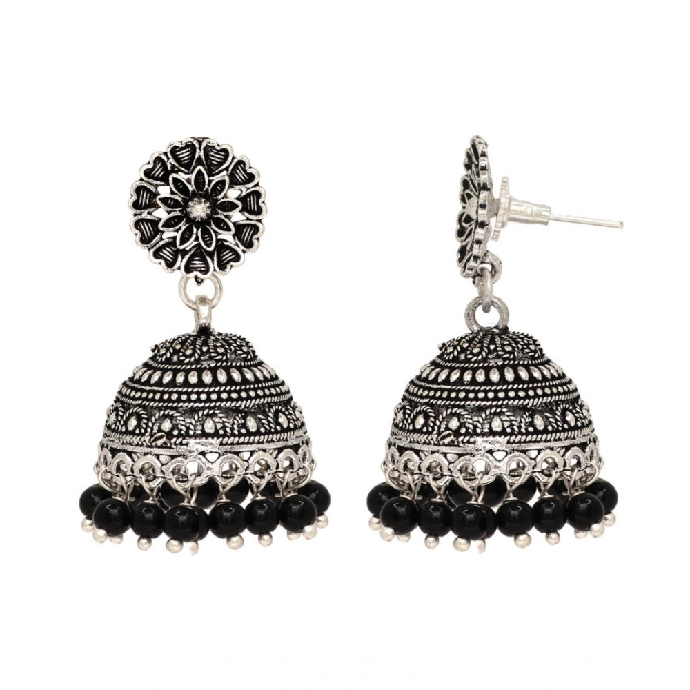 Generic Women's Oxidised Silver Plated Black Color Earrings Jewellery - Noble Nook