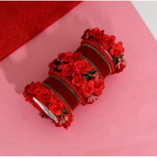 Generic Women's Red Color Floral Bangles Set: 2.4 - Noble Nook