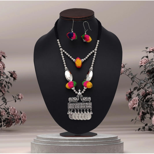 Generic Women's Multi Color Oxidised Necklace Set - Noble Nook