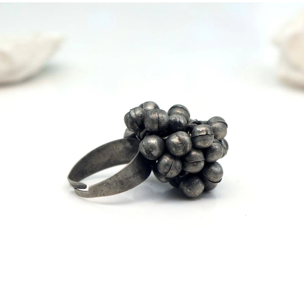 Generic Women's Silver Color Oxidised Adjustable Ring - Noble Nook