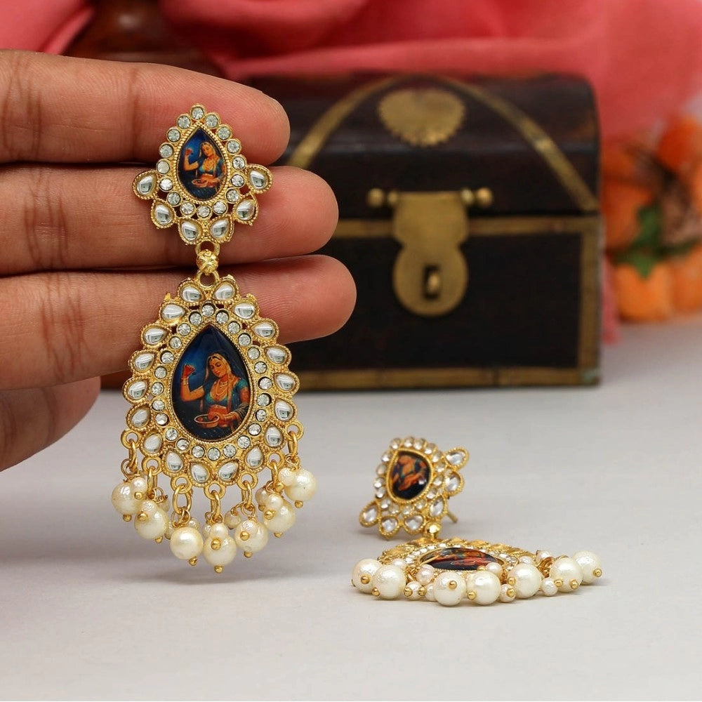 Generic Women's Multi Color Kundan Kundan Earrings - Noble Nook