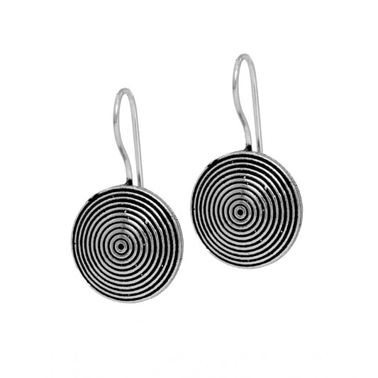 Generic Women's Jalebi Design Silver Tone Oxidised Stud Brass Earrings - Noble Nook