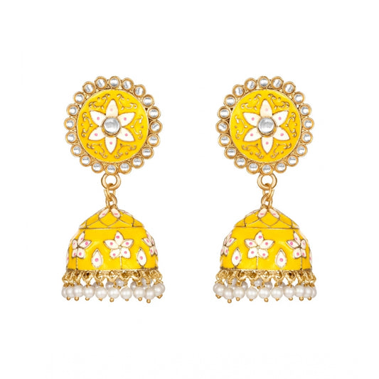 Generic Women's Rose Gold Plated Alloy Earrings (Yellow) - Noble Nook