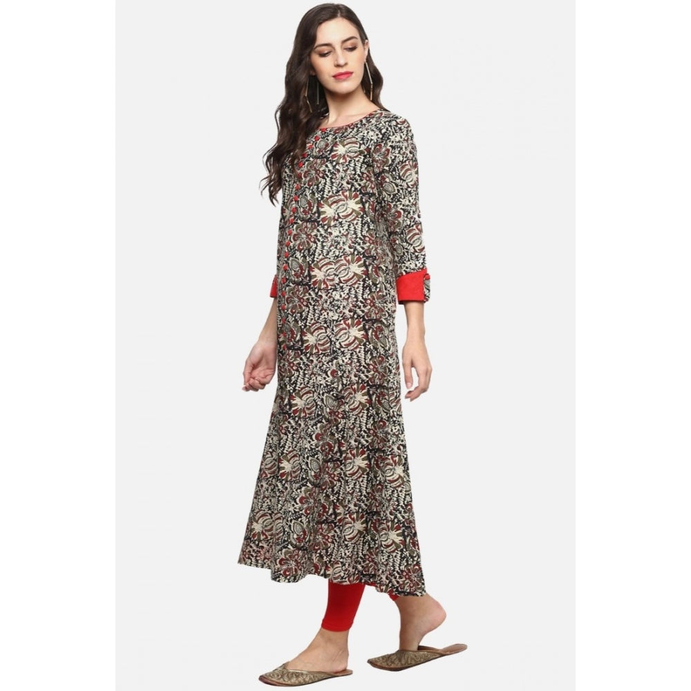 Generic Women's Casual 3/4 th Sleeve Printed Cotton Kurti (MultiColor) - Noble Nook