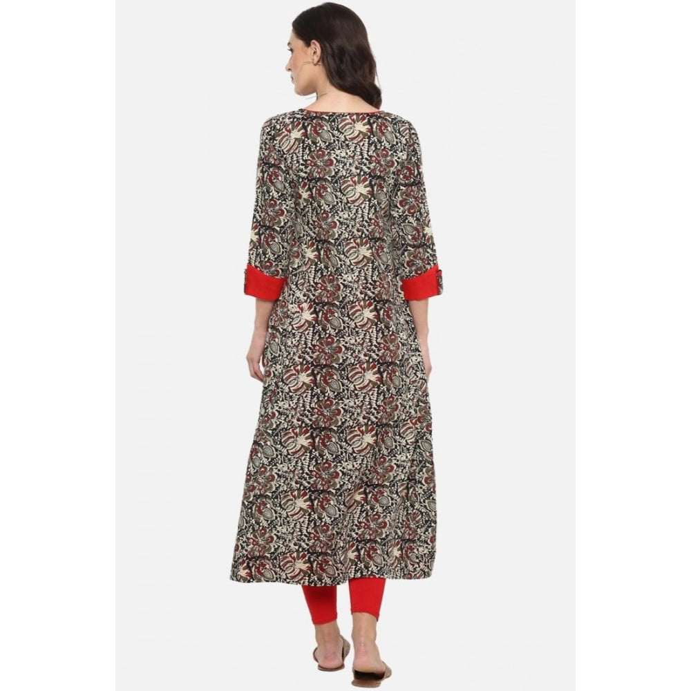 Generic Women's Casual 3/4 th Sleeve Printed Cotton Kurti (MultiColor) - Noble Nook