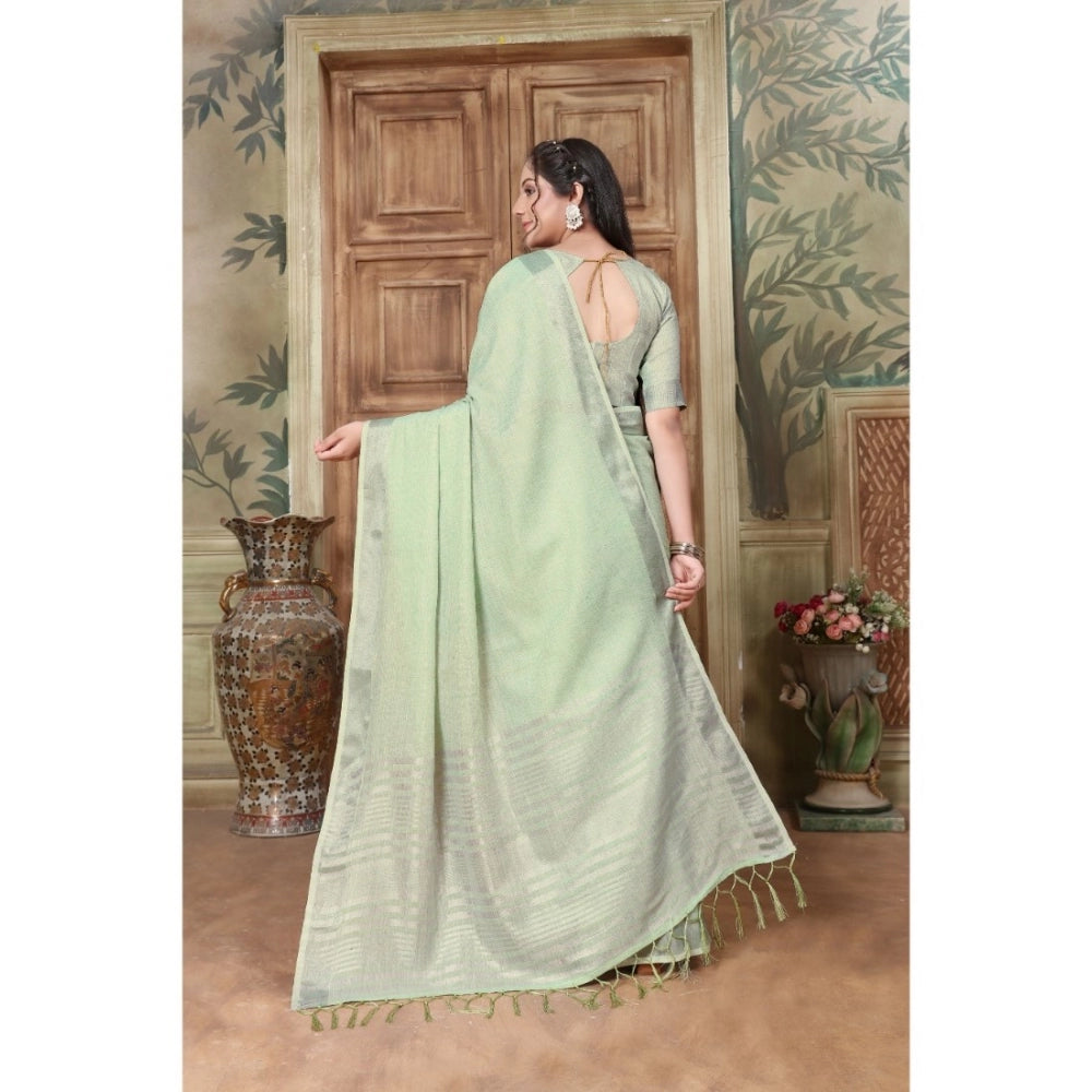 Generic Women's Organza Printed Saree With Unstitched Blouse (Sea Green, 5-6 Mtrs) - Noble Nook