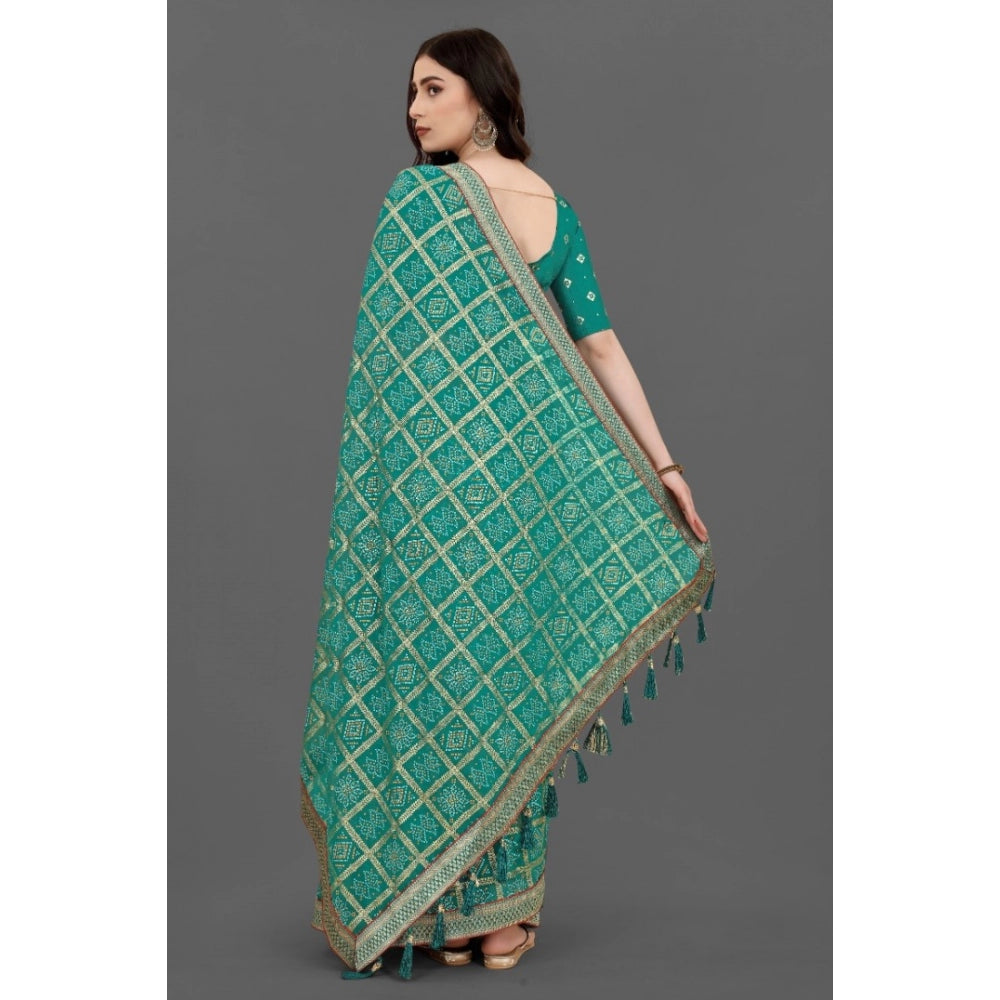 Generic Women's Soft Silk Printed Saree With Unstitched Blouse (Rama, 5-6 Mtrs) - Noble Nook