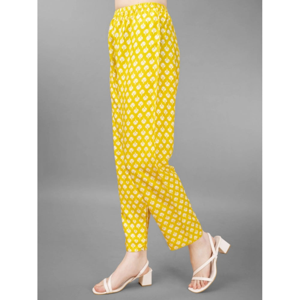 Generic Women's Casual 3-4 th Sleeve Embroidery Rayon Kurti Pant Dupatta Set (Yellow) - Noble Nook