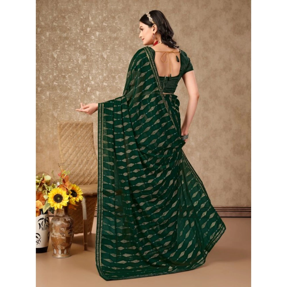 Generic Women's Zomto Laheriya Saree With Unstitched Blouse (Green, 5-6 Mtrs) - Noble Nook