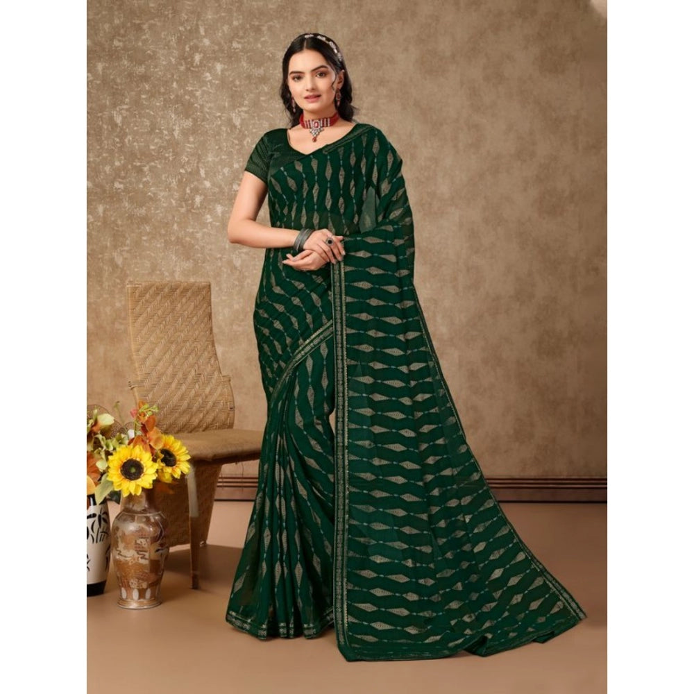 Generic Women's Zomto Laheriya Saree With Unstitched Blouse (Green, 5-6 Mtrs) - Noble Nook