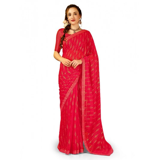 Generic Women's Zomto Laheriya Saree With Unstitched Blouse (Rani, 5-6 Mtrs) - Noble Nook